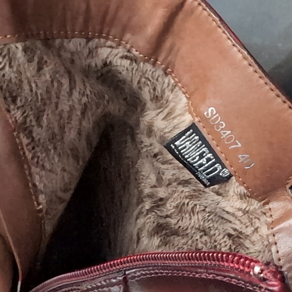 Vangelo Donna Red Heeled Faux Fur Lined Side Zippered Ankle Boots,Size 40. - Picture 11 of 15